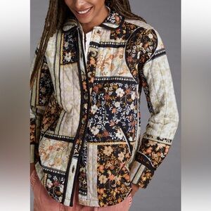 Anthropologie Jacket Patchwork Quilted Jacket Floral Boho Coat Size S